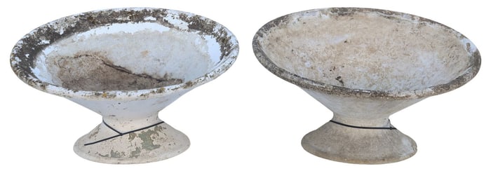 (2) MANNER OF WILLY GUHL OFF-KILTER MODERNIST PLANTERS