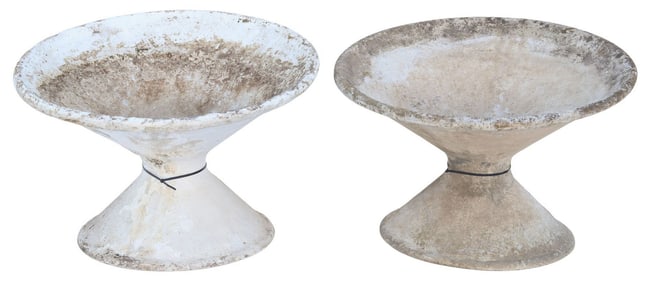 (2) MANNER OF WILLY GUHL OFF-KILTER MODERNIST PLANTERS