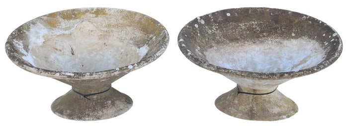 (2) MANNER OF WILLY GUHL OFF-KILTER MODERNIST PLANTERS