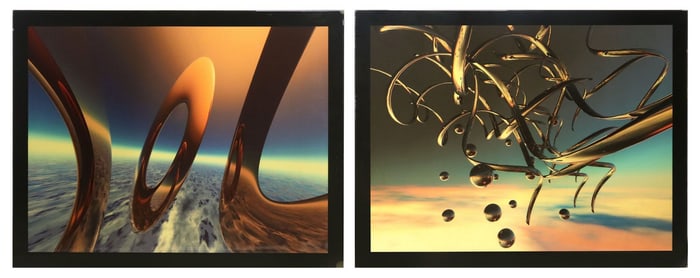 (2) SCOTT PIERS (1952-2018) CONTEMPORARY VARNISHED DIGITAL ABSTRACT ART