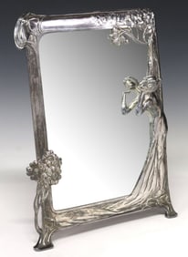 JUGENDSTIL SILVERPLATE EASEL TABLE MIRROR