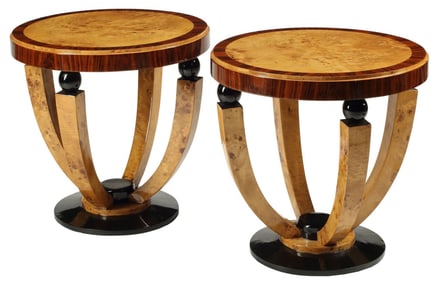 (2) ART DECO STYLE ROUND SIDE TABLES