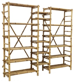 ITALIAN MODERN BAMBOO MODULAR THREE-UNIT BOOKCASE