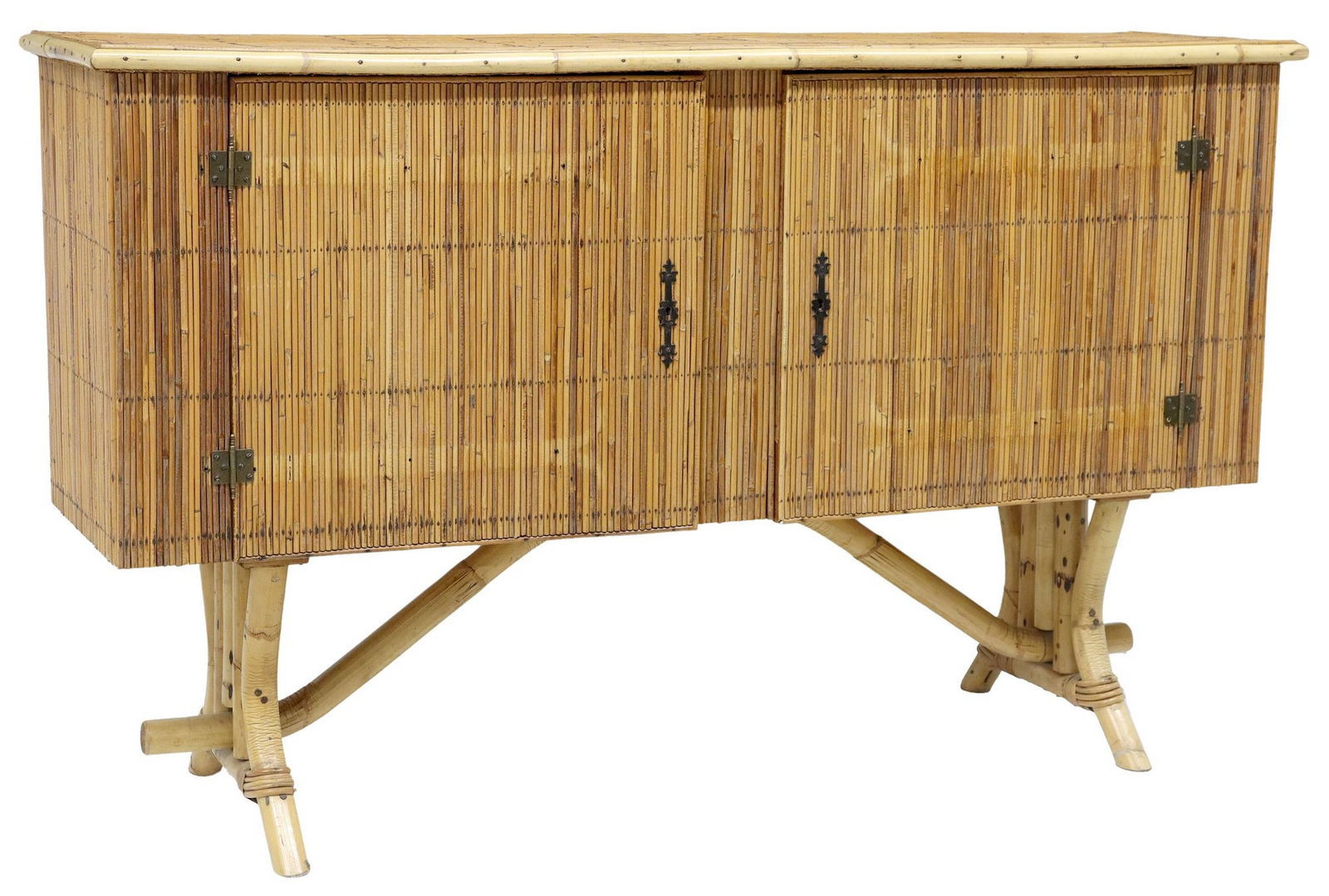 AUDOUX-MINET (ATTRIB) FRENCH MODERN SPLIT BAMBOO SIDEBOARD (1 of 5)