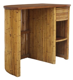 VINTAGE OAK-TOP BAMBOO WRITING DESK