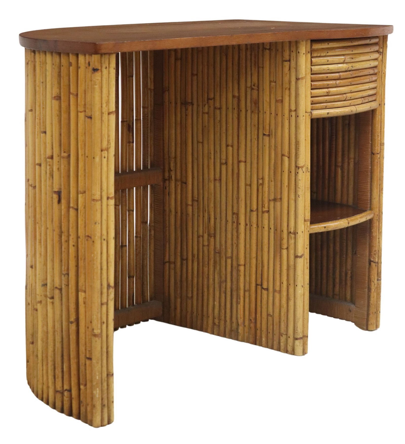 VINTAGE OAK-TOP BAMBOO WRITING DESK (1 of 5)