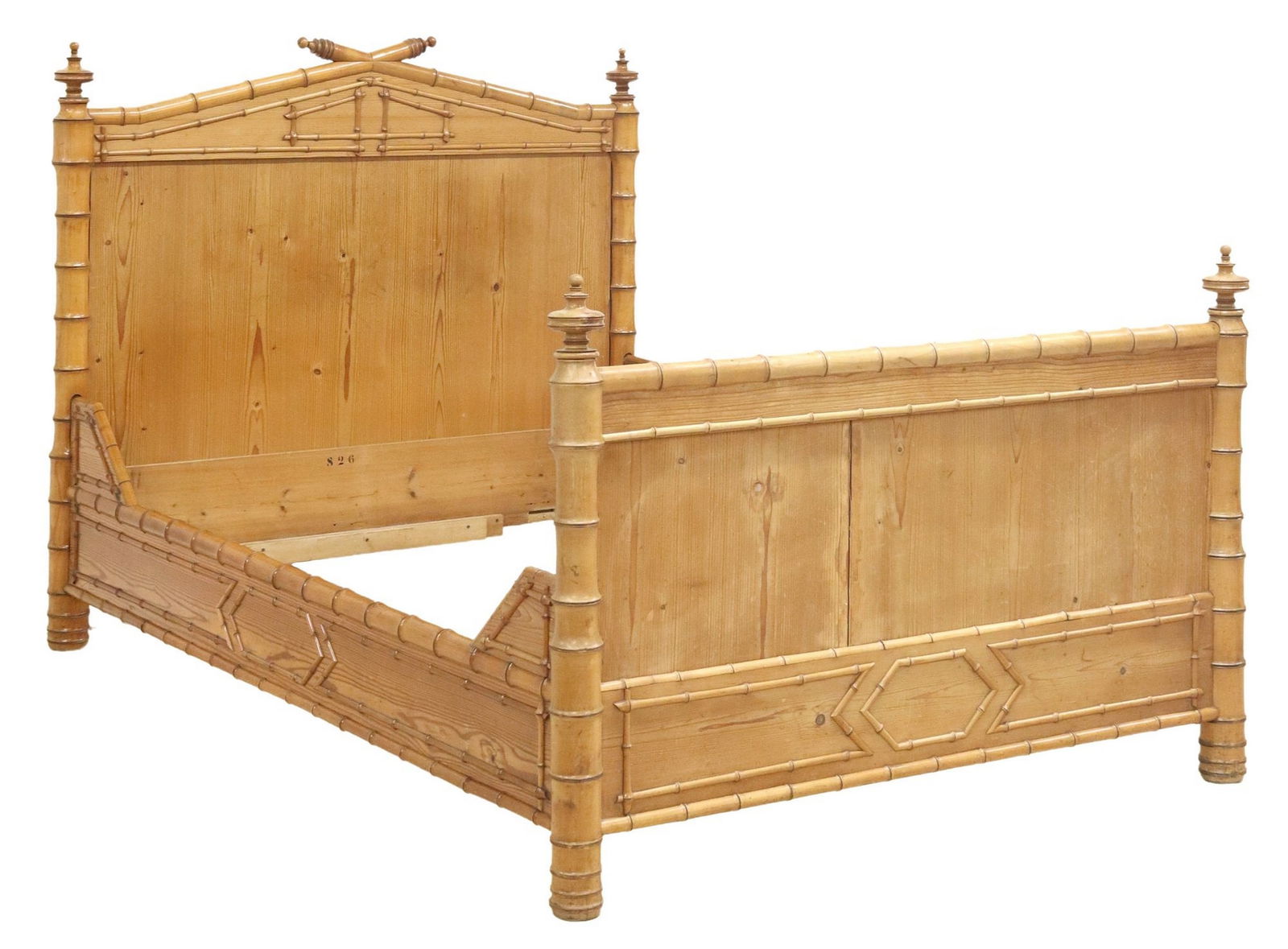 FRENCH PINE & TURNED FAUX BAMBOO BED (1 of 2)