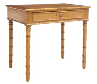 FRENCH PINE & FAUX BAMBOO WRITING TABLE