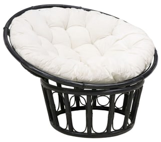 VINTAGE BLACK PAINTED BAMBOO & RATTAN CIRCULAR PAPASAN CHAIR