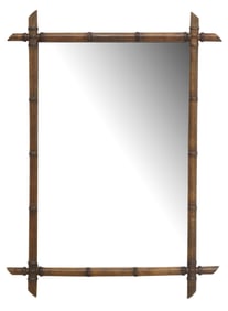 FRENCH TURNED WOOD FAUX BAMBOO MIRROR, 41.5" X 30.5"