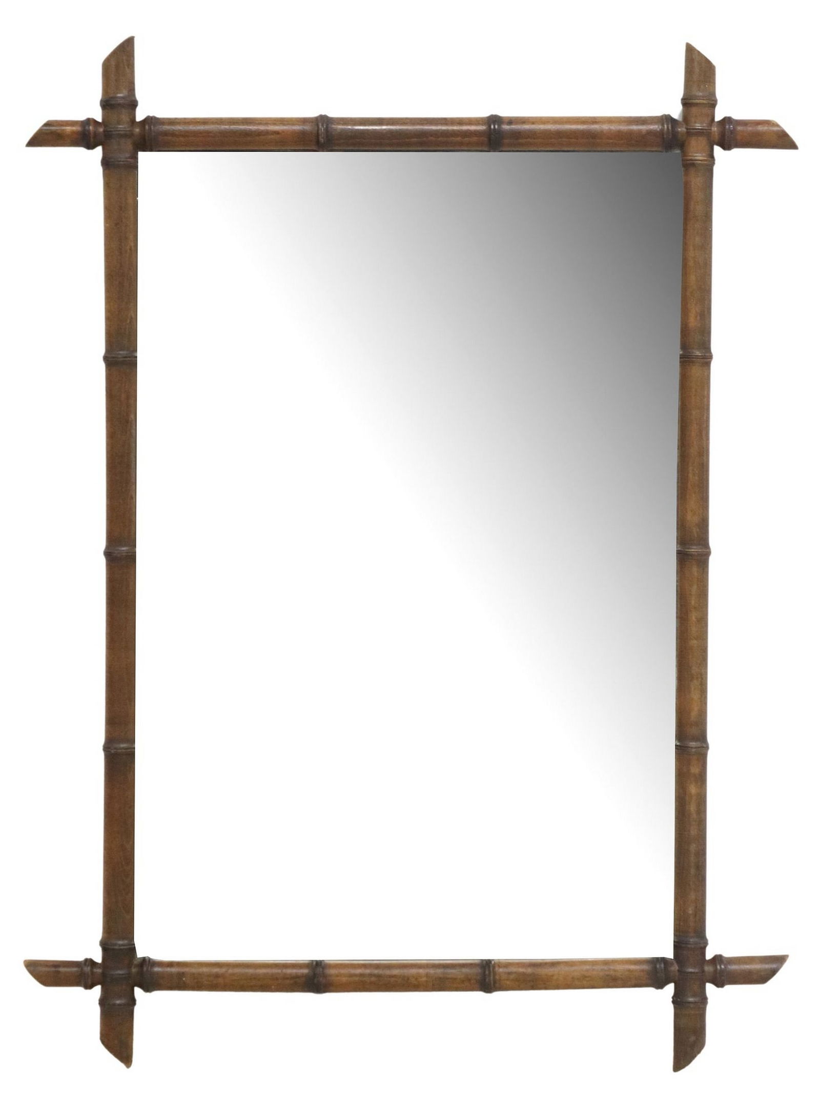 FRENCH TURNED WOOD FAUX BAMBOO MIRROR, 41.5" X 30.5" (1 of 3)