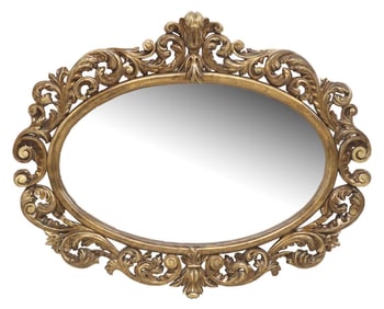 ITALIAN BAROQUE STYLE GILT SCROLLED FOLIATE MIRROR, 40" X 51"