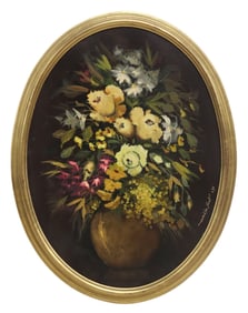 FRAMED ITALIAN SCHOOL SIGNED PAINTING, STILL LIFE WITH FLOWERS