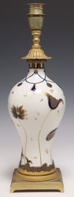 SEVRES STYLE PARCEL-GILT & COBALT PORCELAIN VASIFORM TABLE LAMP