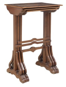 (3) FIGURAL MARQUETRY NESTING TABLES, AFTER JACQUES CALLOT ETCHINGS