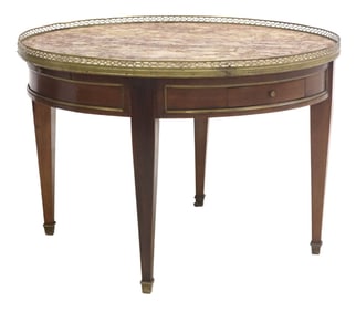 FRENCH LOUIS XVI STYLE MARBLE-TOP BOUILLOTTE-TYPE COFFEE TABLE