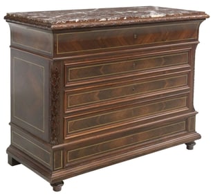 FRENCH MARBLE-TOP ROSEWOOD COMMODE SECRETAIRE