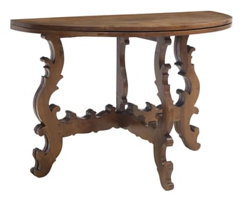 SPANISH BAROQUE STYLE DEMILUNE FLIP-TOP TABLE