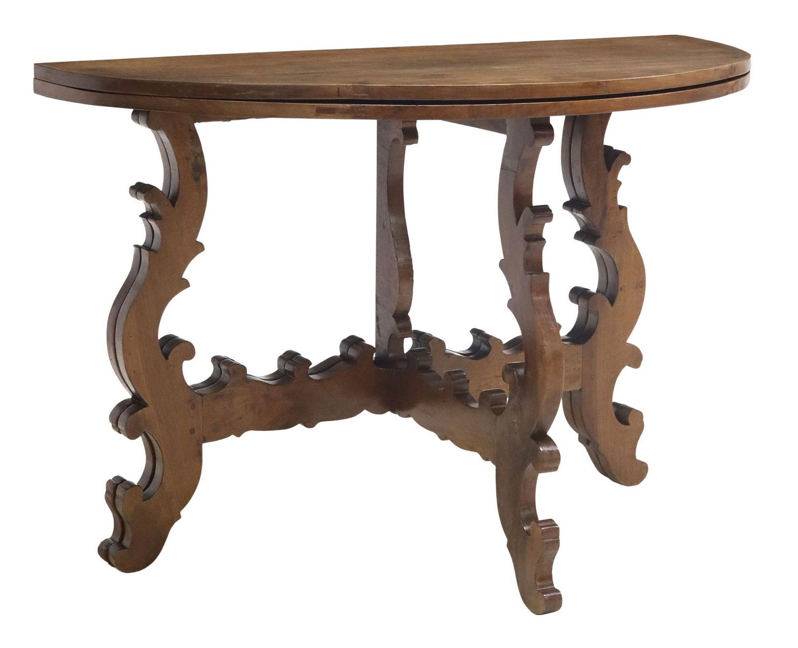 SPANISH BAROQUE STYLE DEMILUNE FLIP-TOP TABLE (1 of 6)