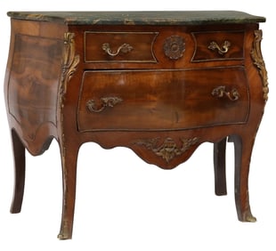 LOUIS XV STYLE MARBLE-TOP BOMBE COMMODE