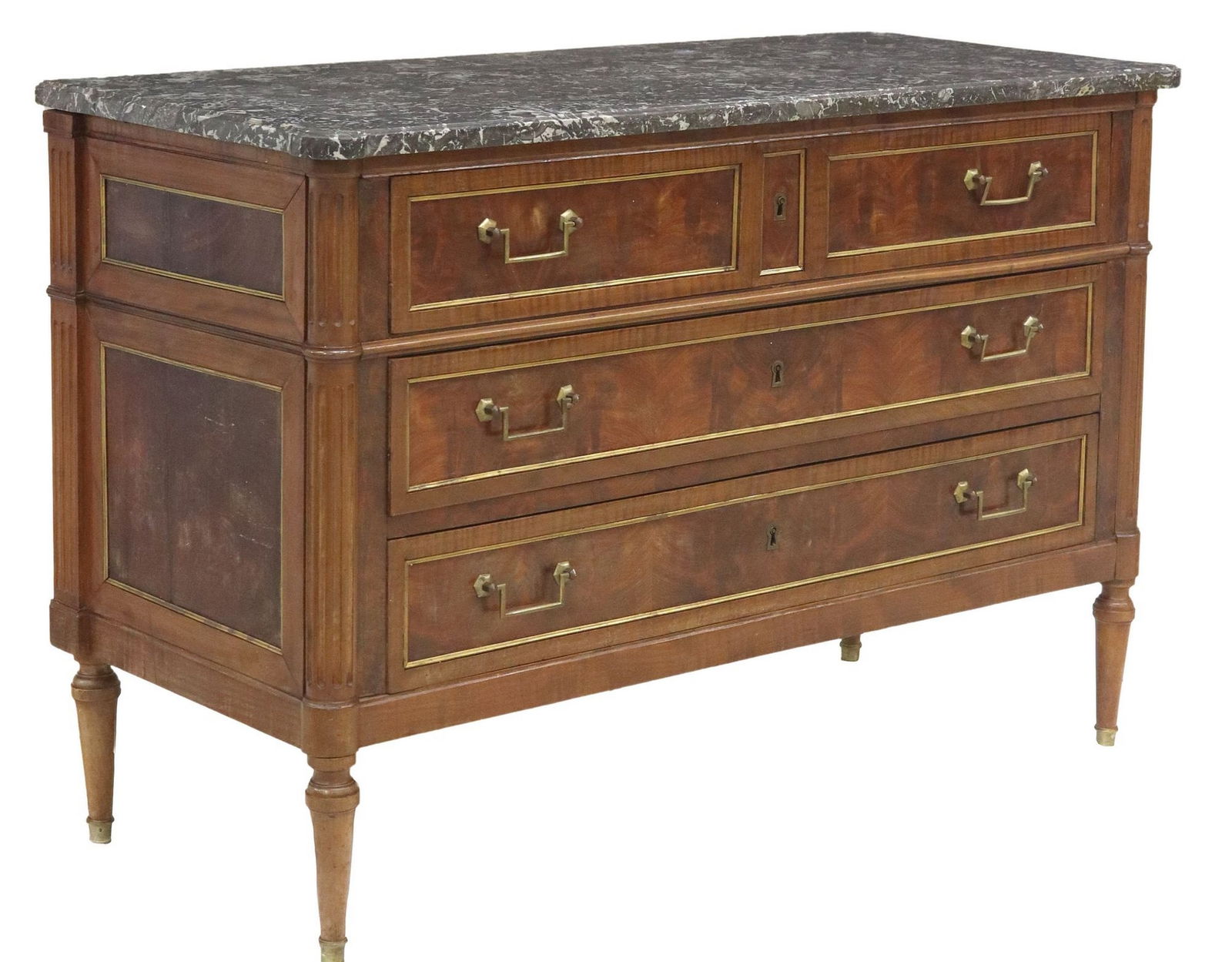 FRENCH LOUIS XVI STYLE BRASS-MOUNTED MAHOGANY COMMODE (1 of 5)