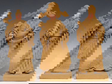 (3) TAY GUAN HENG JOSS DOUGH TAOIST SANXING DEITY SCULPTURES