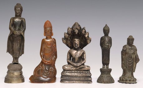 (5) COLLECTION OF THAI BUDDHA FIGURES IN VARIOUS MUDRAS
