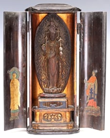 JAPANESE LACQUERED & GILTWOOD PORTABLE ZUSHI SHRINE