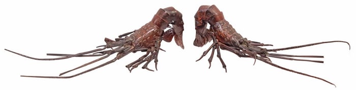 (2) JAPANESE HIROYOSHI ARTICULATED OKIMONO OF SPINY LOBSTER