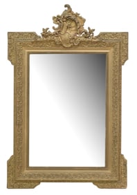 FRENCH LOUIS XV STYLE GILT-PAINTED WALL MIRROR, 41" X 27"