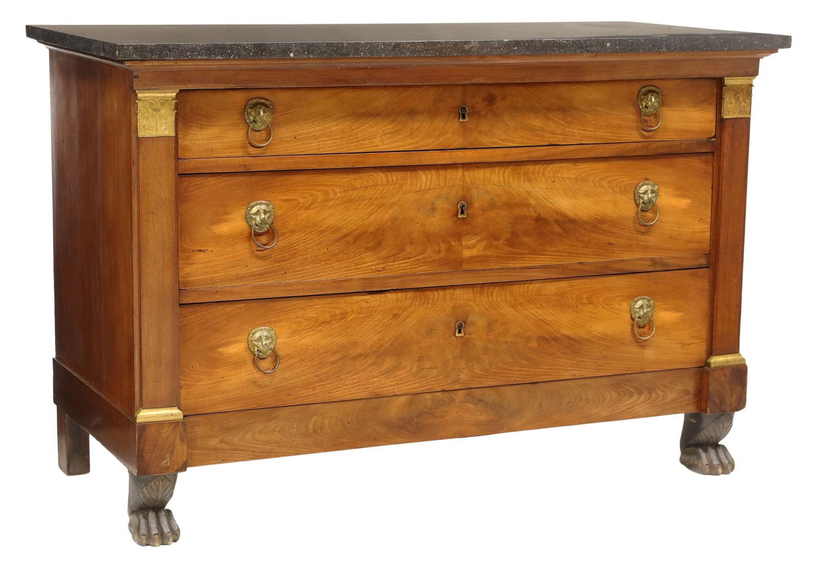 FRENCH EMPIRE STYLE MARBLE-TOP THREE-DRAWER COMMODE (1 of 5)