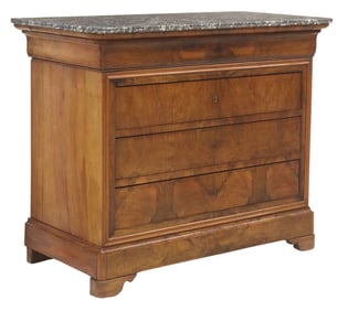 FRENCH LOUIS PHILIPPE MARBLE-TOP WALNUT COMMODE