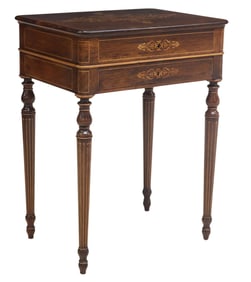 FRENCH NEOCLASSICAL MARQUETRY ROSEWOOD TRAVAILLEUSE
