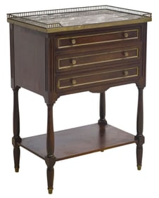 FRENCH LOUIS XVI STYLE MARBLE-TOP MAHOGANY NIGHTSTAND