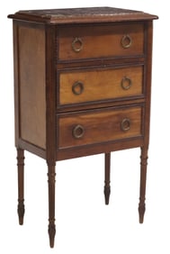FRENCH LOUIS XVI STYLE MARBLE-TOP MAHOGANY NIGHTSTAND