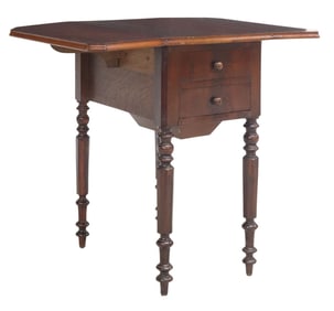 FRENCH MAHOGANY DROP-LEAF BEDSIDE TABLE