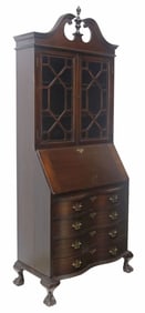 CHIPPENDALE STYLE MAHOGANY BUREAU BOOKCASE