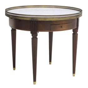 FRENCH LOUIS XVI STYLE MARBLE-TOP BOUILLOTTE-TYPE SIDE TABLE
