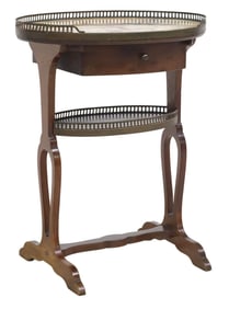 FRENCH OVULAR MARBLE-INSET MAHOGANY SIDE TABLE