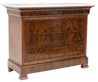 FRENCH LOUIS PHILIPPE MARBLE-TOP MAHOGANY COMMODE