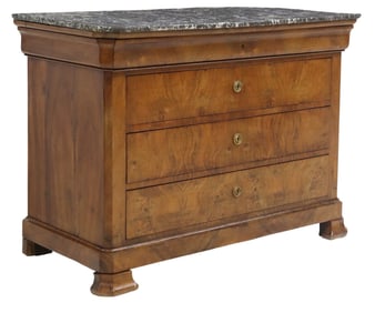 FRENCH LOUIS PHILIPPE PERIOD MARBLE-TOP WALNUT COMMODE