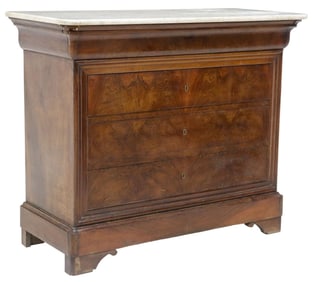 FRENCH LOUIS PHILIPPE MARBLE-TOP WALNUT COMMODE
