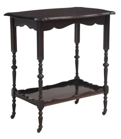 TWO-TIER MAHOGANY BAR CART SERVICE TROLLEY