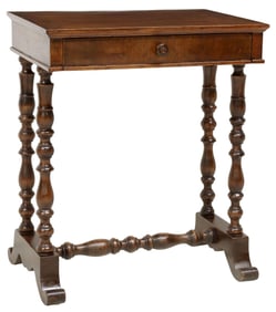 FRENCH HENRI II STYLE 1-DRAWER SIDE TABLE