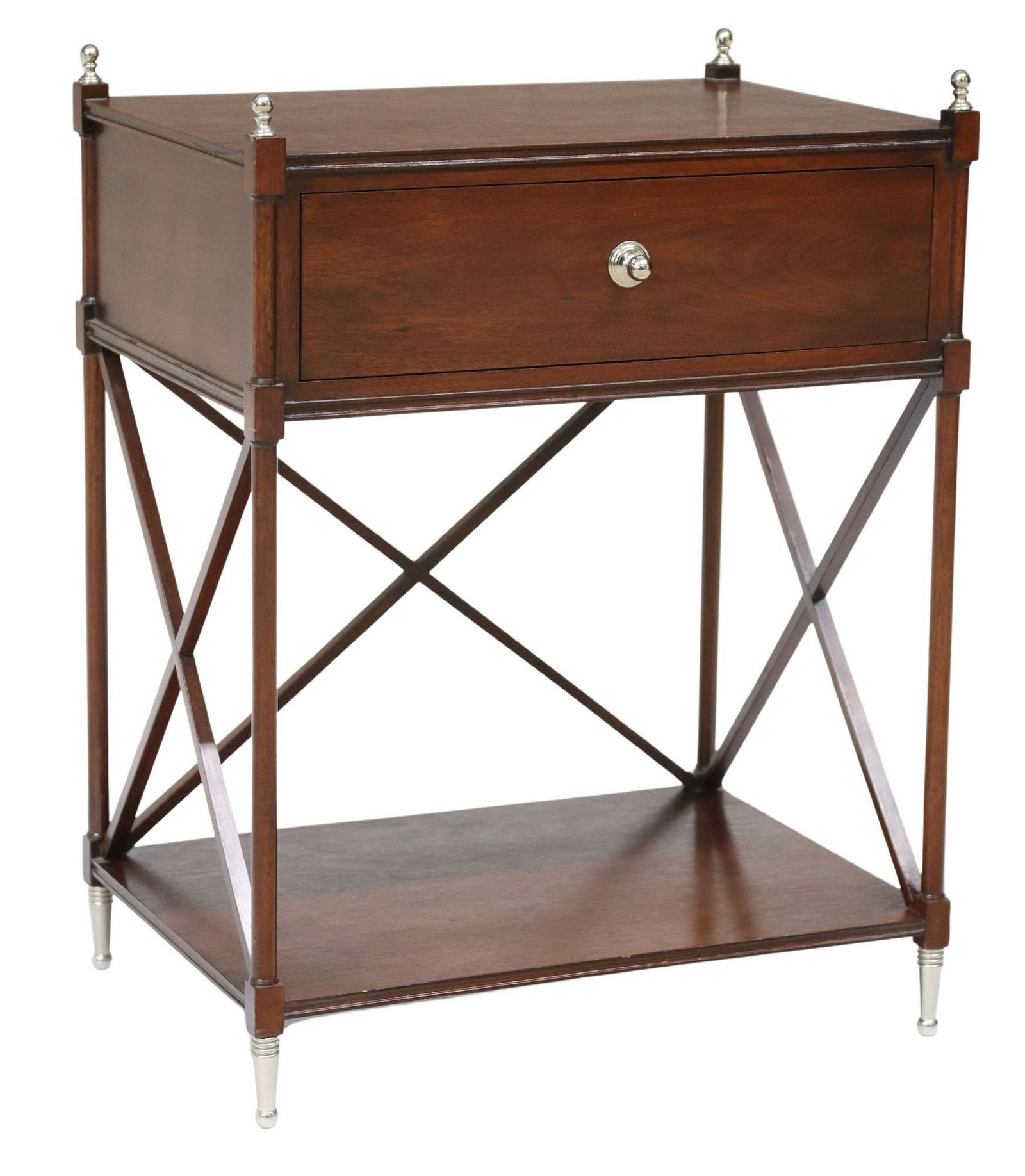 CAMPAIGN-STYLE MAHOGANY BEDSIDE TABLE (1 of 5)