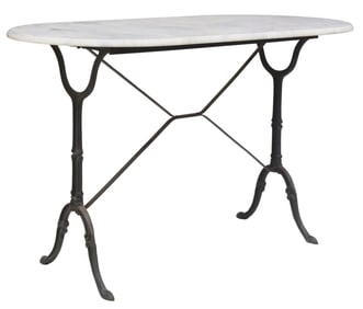 FRENCH MARBLE-TOP & CAST IRON BISTRO TABLE