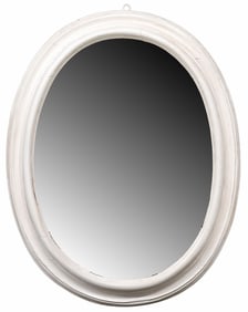 LARGE WHITE PAINTED OVAL WALL MIRROR, 47.5" X 36"