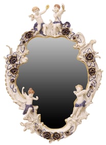 GERMAN VON SCHIERHOLZ PORCELAIN FIGURAL MIRROR
