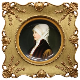 FRAMED BERLIN (K.P.M.) STYLE PORCELAIN PORTRAIT CABINET PLATE