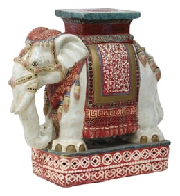 CHINESE GLAZED-CERAMIC ELEPHANT-FORM GARDEN SEAT